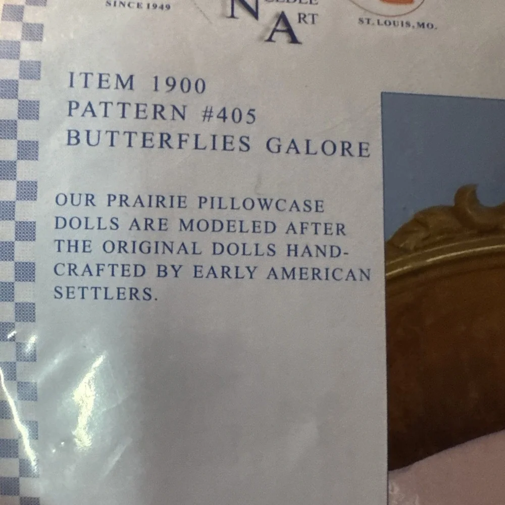 Jack Dempsey Needle Art Item 1900 #405 Butterflies Galore Pillowcase Doll